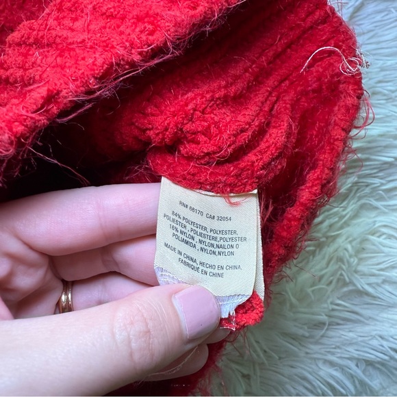 Anthropologie Sleeping on Snow Red Chunky Torridon Turtleneck Sweater Medium - Picture 8 of 10